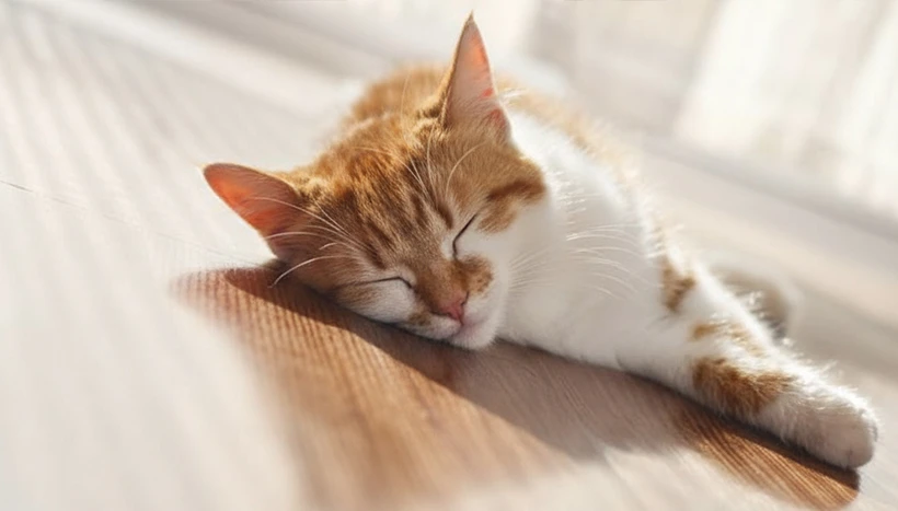 Кошечка на теплом полу