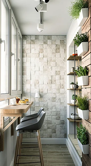 Место отдыха на лоджии остекленной окнами Melke.