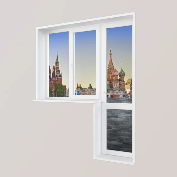Иллюстрация к Балконный блок с прозрачной дверью и перемычкой
